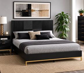 New King Size Platform Bed - Low Profile Black