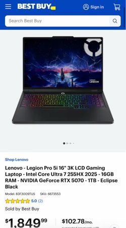 Lenovo Legion Pro 5i 16" Gaming Laptop