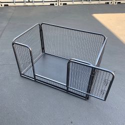 $95 (New) Heavy-duty dog pet playpen with plastic tray indoor outdoor cage kennel 4-panel, 49x32x28”