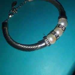 Mestige Pearl & Silver Swarovski Crystal Bracelet