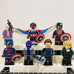 Captain America Falcon Winter Soldier Bucky 7pc Minifigures LEGO Compatible Set