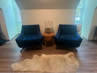 NEW Pair of Aubrey Chairs- JOYBIRD- Royale Cobalt with Movha