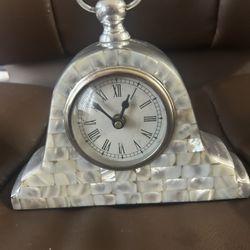 Vintage Mother Of Pearl Desk Clock