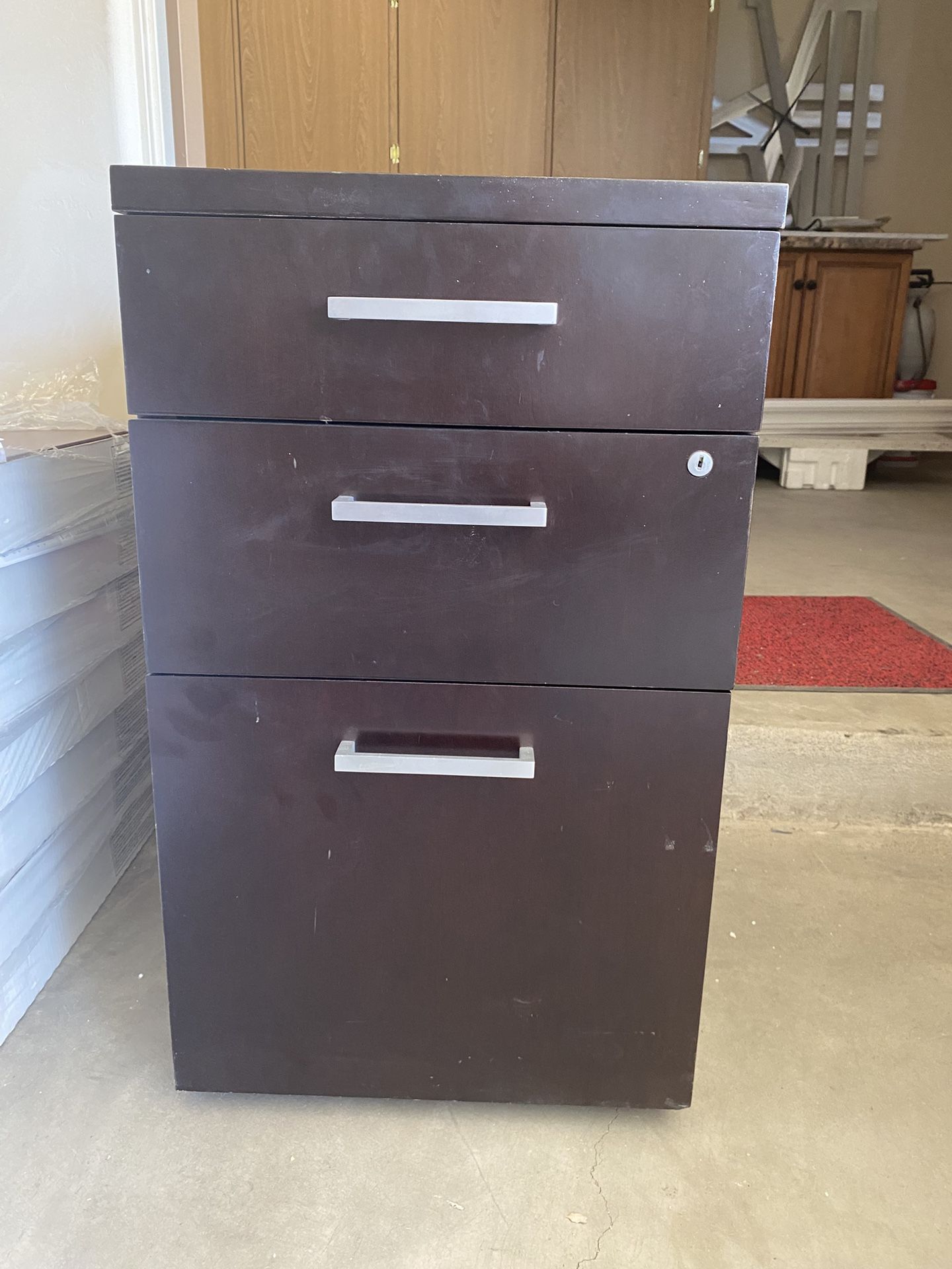 Three Drawer Wood File Cabinet