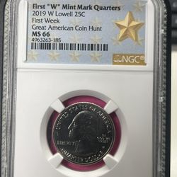 First W Mint Mark Quarter 2019 W Lowell First Week GACH MS66