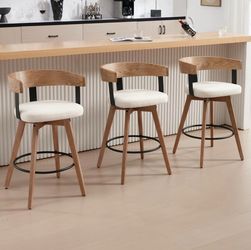 Swivel bar stools with linen upholstered