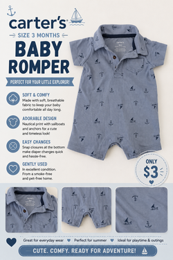Baby Boy Carters Romper 3 months