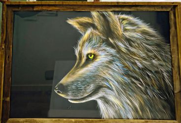 Framed Art piece Nature Wolf 20x30 Rustic