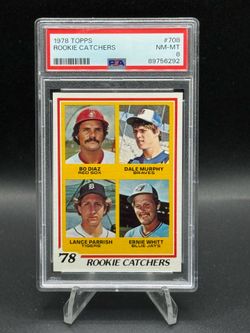 1978 Topps #708 Rookie Catchers Bo Diaz Dale Murphy Lance Parrish Ernie Whitt PSA NM-MT 8