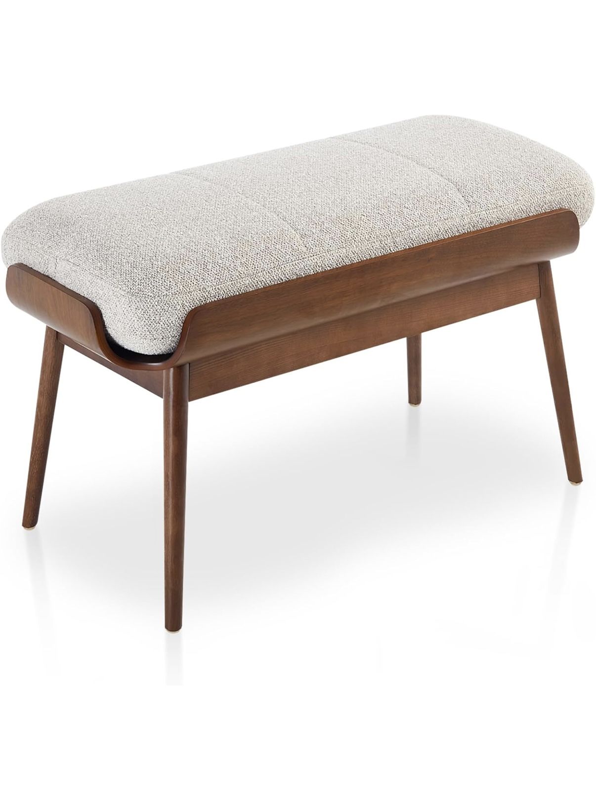 BFZ 37.4" Bedroom Bench End of Bed Bench, Dining Bench with Padded Seat and Walnut Wood Frame, Upholstered Fabric Window Ottoman Bench for Entryway Ha