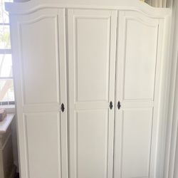 Solid Wood White Armoire Wardrobe Closet