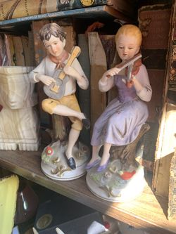 Antique porcelain figures 8” pair