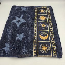 Vtg 90s Home Trends Celestial Hand Towel Blue Sun Moon Stars Y2K Cosmic Pre-Own