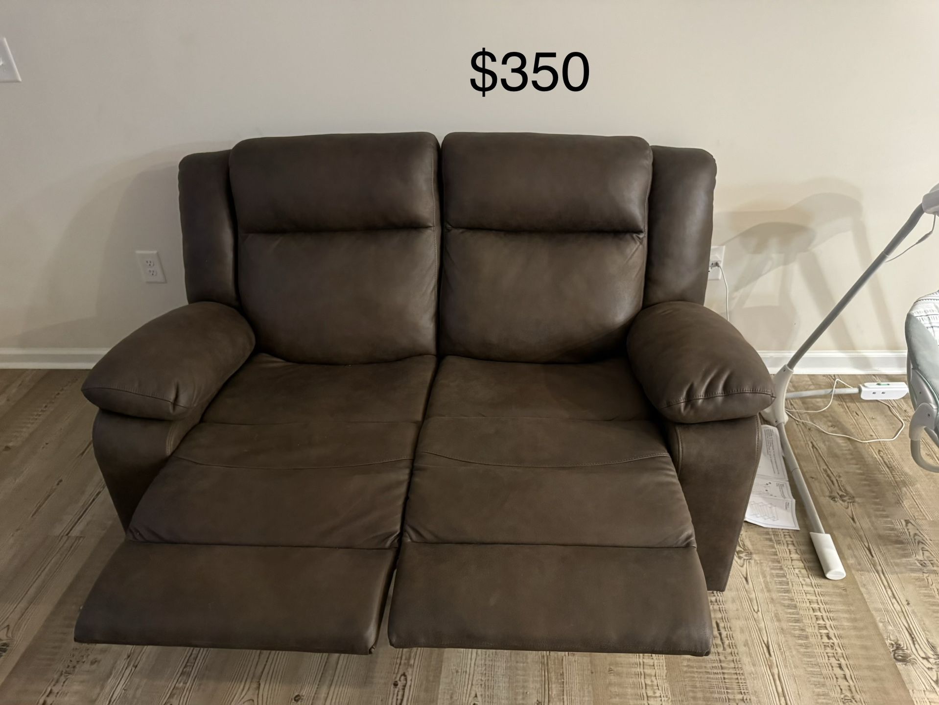 Brown Faux Leather Loveseat 