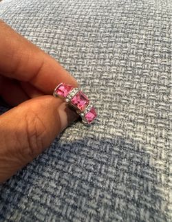 Pink Crystal sterling Silver-Tone Fashion Ring