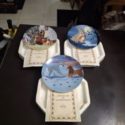 "NEW " Set Of 3 Walt Disney's " Lady And The Tramp " Knowles Fine China Collector's Plates Series With Certificate Of Authenticity- SEE DESCRIPTION 