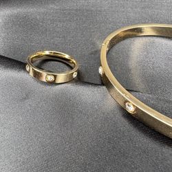 Gold Plated Ring & Bracelet Set