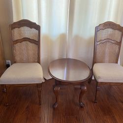 4 Country style antique vintage solid wood cane-back dining chairs/side chairs