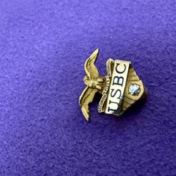 Vintage USBC 14K Gold Service Pin United States Banknote Corporation Diamond