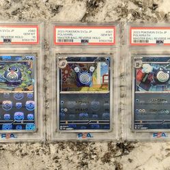 Pokemon PSA 10 Poliwag Poliwhirl Poliwrath Master Ball Reverse Holo 151 Set 