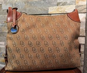 Dooney & Bourke Signature Anniversary Slouch Canvas & Vachetta Leather Trim Bag