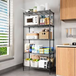 72" H Storage Shelves 5 Tier Wire Shelving with Shelf Liners, Adjustable Metal Garage Shelving, 1325LBS Heavy Duty Commercial Storage Rack for Pantry 