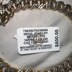 Mens 14K/SS 8.5 DIA Cut CUBN BASIC Bracelet