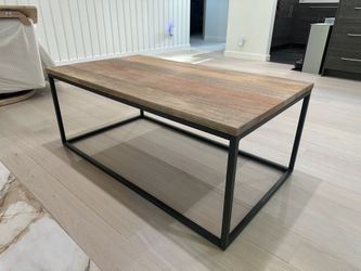 Crate and barrel Wood Top Metal Frame Coffee Table