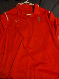 Nike Dri-FIT Red Polo Shirt with Mascot Logo