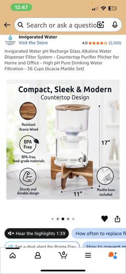 $130 Acacia wood and marble pH water dispenser countertop water purifier alkaline
