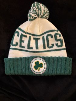 Mitchell & Ness Boston Celtics Green/White Knit Pom Beanie Hat