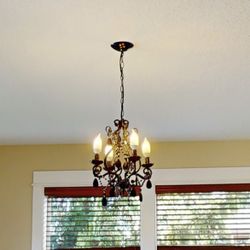 Rare Vintage Black Crystal 4-light Chandelier 