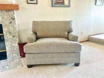 Bassett Chair and a Half, Chenille, slate, almost new