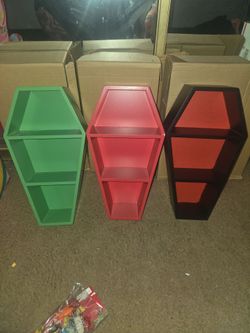 Mini Coffin Shelves Red Black Green Decor