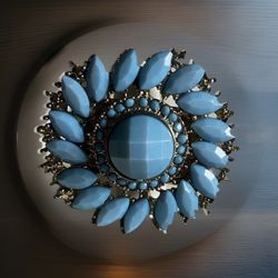 Vintage Blue Large Gold Tone Fashion Ring Size 6