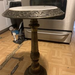 Antique Cast Iron Marble Top Side Table