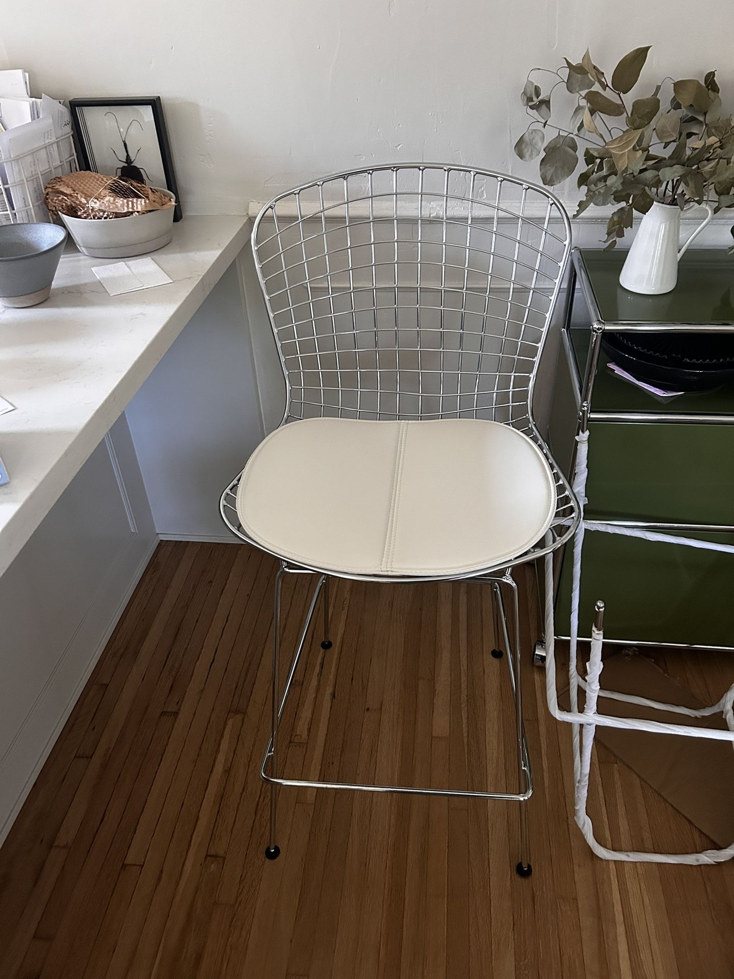 2 BRAND NEW Chrome Wire Stools