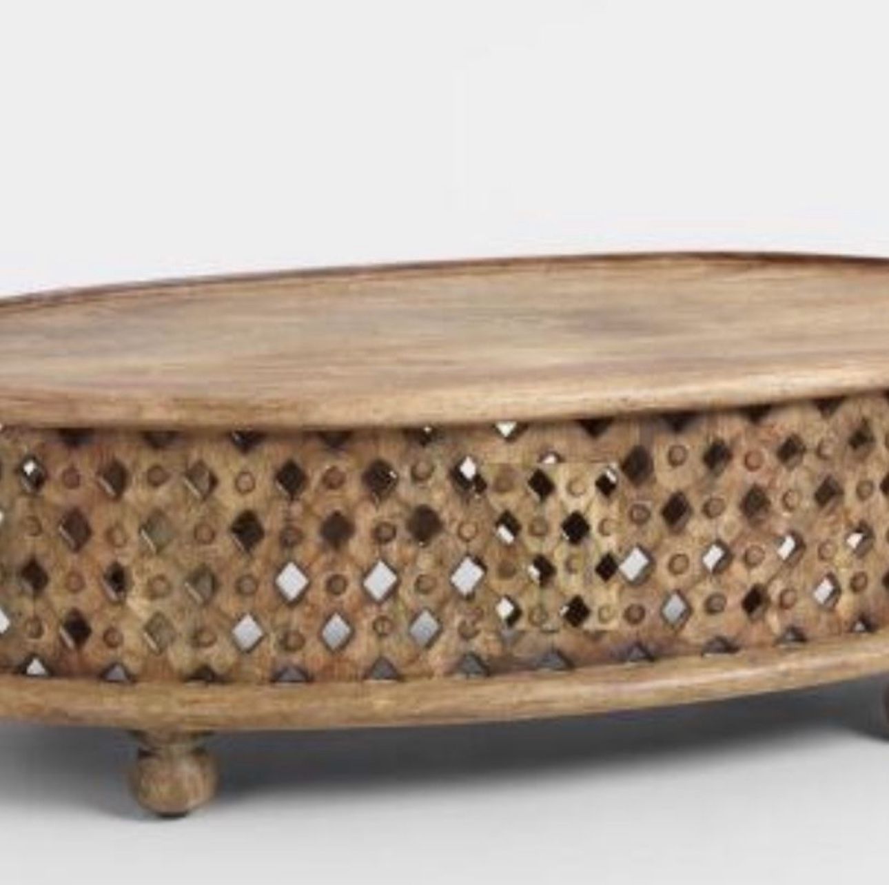 Brand New Wood Coffee Table Oval Round Handmade Carved / Coffee Table Cocktail Table/ Tribal Carved Wood Coffee Table/ Home Decor Indian Art