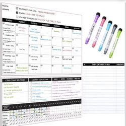 Magnetic Dry Erase Calendar Planner Set with Markers