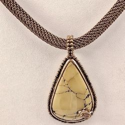 FREE SHIPPING! Stephen Dweck Gold Tone "one of a kind" Stone Pendant Necklace 15” Lot#261  