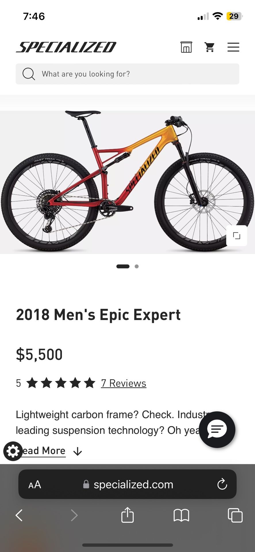 2018 Men’s L Epic Expert Carbon
