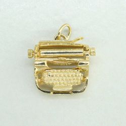 Vintage 14K Yellow Gold Typewriter Charm Pendant  #22854