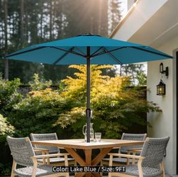9FT Outdoor Patio Umbrella, Umbrella with Crank & 6 Sturdy Ribs, UV Protection Windproof, Pool Umbrella Perfect for Deck, Backyard, Lawn And Garden.