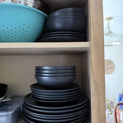 24-piece dinnerware set, matte dark gray (need gone ASAP)