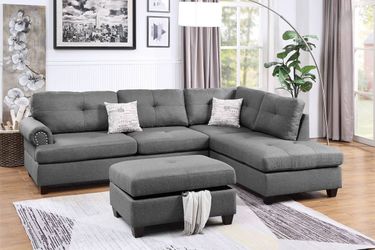 💥SPECIAL OFFER💥 Brand New 3-Pcs Sectional Sofa With Ottoman