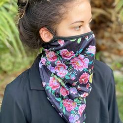 Womens Pink floral winter snowboard facemask