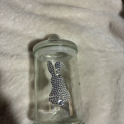 Glass Bunny Diamond Jar 