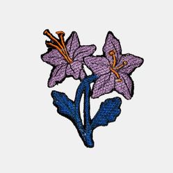 Purple Flowers Embroidered Patch Sew On 