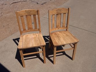 Solid Oak Dining Chairs (Pair) – Ready to Refinish or Use