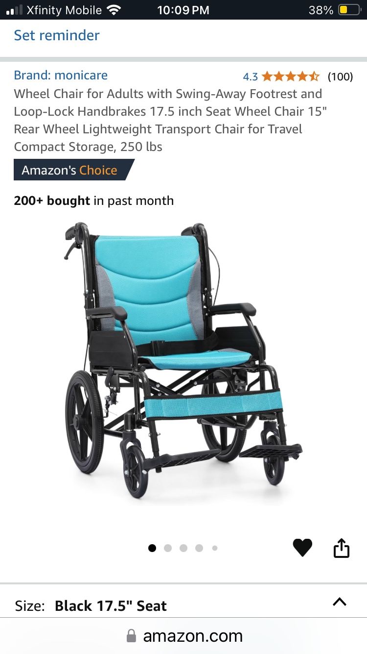 Monicare Lightweight Wheelchair/Transport Chair